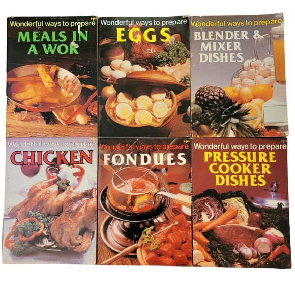 Vintage Cookbook Lot 70s 80s Retro Home Decor Kitchen Bake Cook Book Recipe Food - Picture 1 of 14